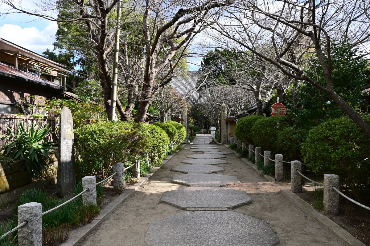 宝戒寺：ハギの刈り取られた参道